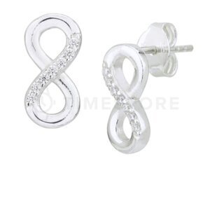 Strieborné náušnice zdobené zirkónmi, symbol nekonečno TS-EA-0228