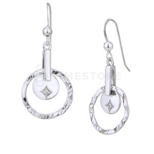 Strieborné náušnice s diamantom, kruhový dizajn TS-EA-0248