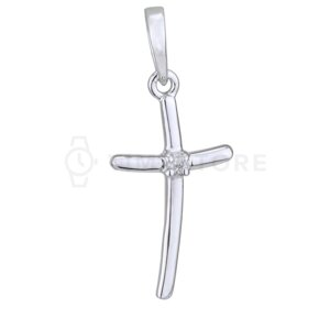 Strieborný prívesok v tvare kríža s diamantom TS-PE-0019